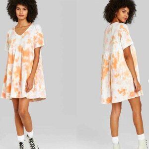Wild Fable Orange Tie Dye Terrycloth Interior Mini Dress